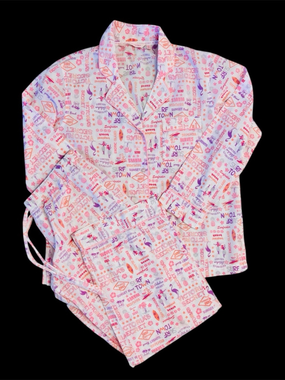 Victoria’s Secret PJ Set Surf Aloha 100% Cotton EUC Small